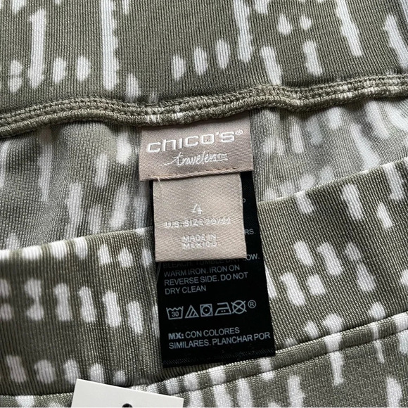 Chicos Travelers wide leg pull on pants sage green cream crop  4 / XXL new - Picture 3 of 8